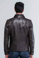 Blouson en cuir Steve McQueen Charlie 3 marron foncé Homme