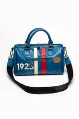 Leather handbag 24H Le Mans 1923 Courcelle ocean blue Woman