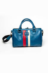 Leather handbag 24H Le Mans 1923 Courcelle ocean blue Woman