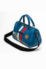 Leather handbag 24H Le Mans 1923 Courcelle ocean blue Woman
