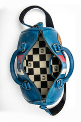 Leather handbag 24H Le Mans 1923 Courcelle ocean blue Woman