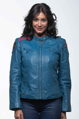 24H Le Mans Caroll 4 leather jacket in ocean blue
