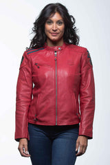 24H Le Mans Caroll 4 racing red leather jacket for Women