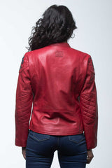 24H Le Mans Caroll 4 racing red leather jacket for Women