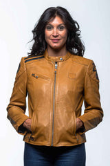 24H Le Mans Caroll 4 leather jacket yellow Women