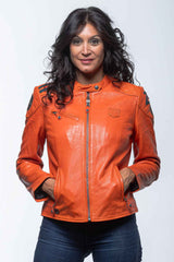 24H Le Mans Caroll 4 leather jacket orange Women