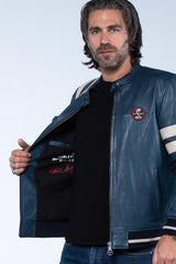 Carroll Shelby Cobra Men leather jacket royal blue