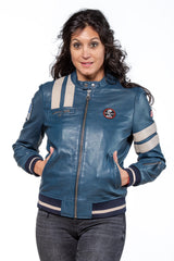 Carroll Shelby Cobra Women leather jacket royal blue