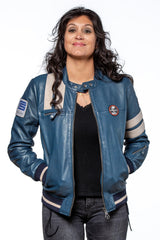 Carroll Shelby Cobra Women leather jacket royal blue