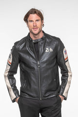 Blouson en cuir 24H Le Mans Colin noir Homme