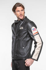 Blouson en cuir 24H Le Mans Colin noir Homme