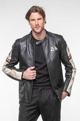 Blouson en cuir 24H Le Mans Colin noir Homme