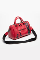 Leather handbag 24H Le Mans Courcelles red racing Woman