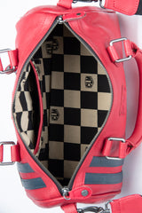 Leather handbag 24H Le Mans Courcelles red racing Woman