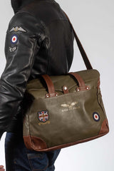 Royal Air Force Crooks 3 leather satchel dark khaki Men