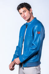Blouson en cuir Steve McQueen Curtis bleu star Homme