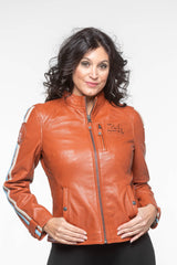 Blouson en cuir 24H Le Mans Cyntia rouille Femme