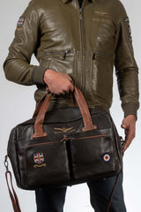 Royal Air Force Dahl 3 leather travel bag dark brown Men