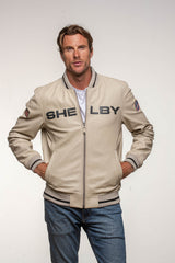 Blouson en cuir Carroll Shelby "Dallas" écru Homme