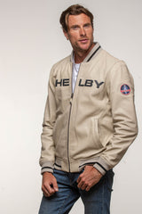 Blouson en cuir Carroll Shelby "Dallas" écru Homme