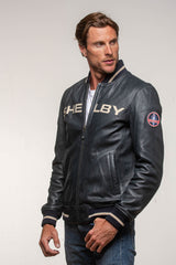 Blouson en cuir Carroll Shelby "Dallas" bleu marine Homme