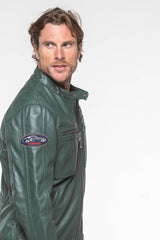 Steve McQueen Dennis 3 Pine Green Leather Jacket for Men