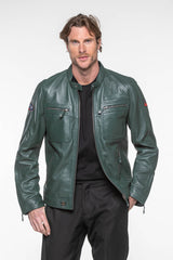 Steve McQueen Dennis 3 Pine Green Leather Jacket for Men