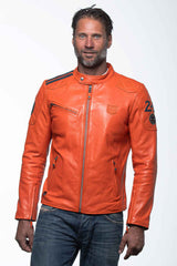 Blouson en cuir 24H Le Mans Duff 4 orange Homme