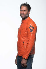 Blouson en cuir 24H Le Mans Duff 4 orange Homme