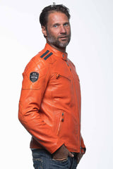 Blouson en cuir 24H Le Mans Duff 4 orange Homme