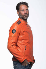 24H Le Mans Duff 4 leather jacket orange Men