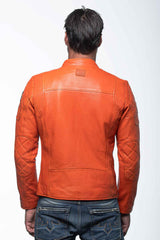 Blouson en cuir 24H Le Mans Duff 4 orange Homme