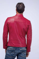 24H Le Mans Duff 4 racing red leather jacket for Men