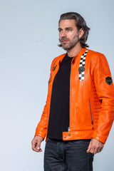 Blouson en cuir 24H Le Mans Edgar orange Homme