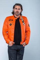 Blouson en cuir 24H Le Mans Edgar orange Homme