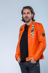 Blouson en cuir 24H Le Mans Edgar orange Homme