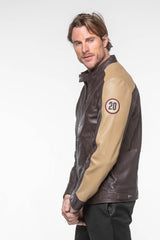 Blouson en cuir Steve McQueen Ellis 2 Marron foncé Homme