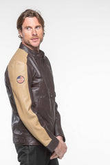 Blouson en cuir Steve McQueen Ellis 2 Marron foncé Homme