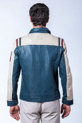 Steve McQueen Ellis Royal Blue Leather Jacket for Men