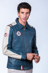 Steve McQueen Ellis Royal Blue Leather Jacket for Men