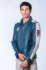 Steve McQueen Ellis Royal Blue Leather Jacket for Men