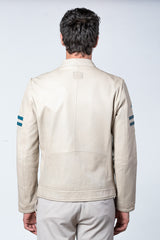 Blouson en cuir 24H Le Mans Erwan ecru Homme