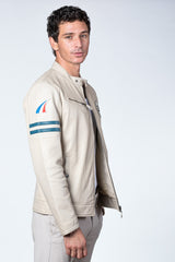 Blouson en cuir 24H Le Mans Erwan ecru Homme