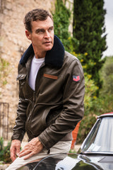 Blouson en cuir Steve McQueen Gavin army Homme