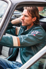 Steve McQueen Bill Petrol Blue Leather Jacket for Men