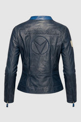 Blouson en cuir Michel Vaillant Françoise bleu royal Femme