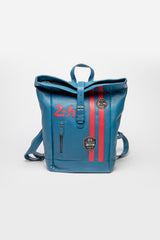 24H Le Mans Fernand 4 leather backpack in ocean blue
