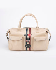 Sac de voyage en cuir Steve McQueen x Le Mans Fifty Five 48h écru