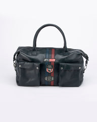 Sac de voyage en cuir Steve McQueen x Le Mans Fifty Five 48h bleu marine