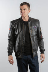 Royal Air Force Flamingo Black Leather Jacket for Men